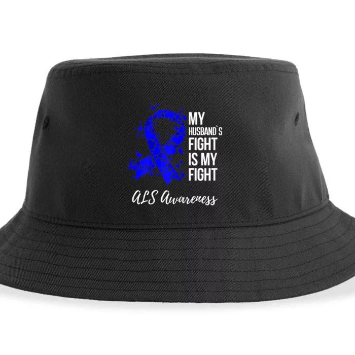 Wo My Husband’s Fight Is My Fight ALS Awareness Sustainable Bucket Hat