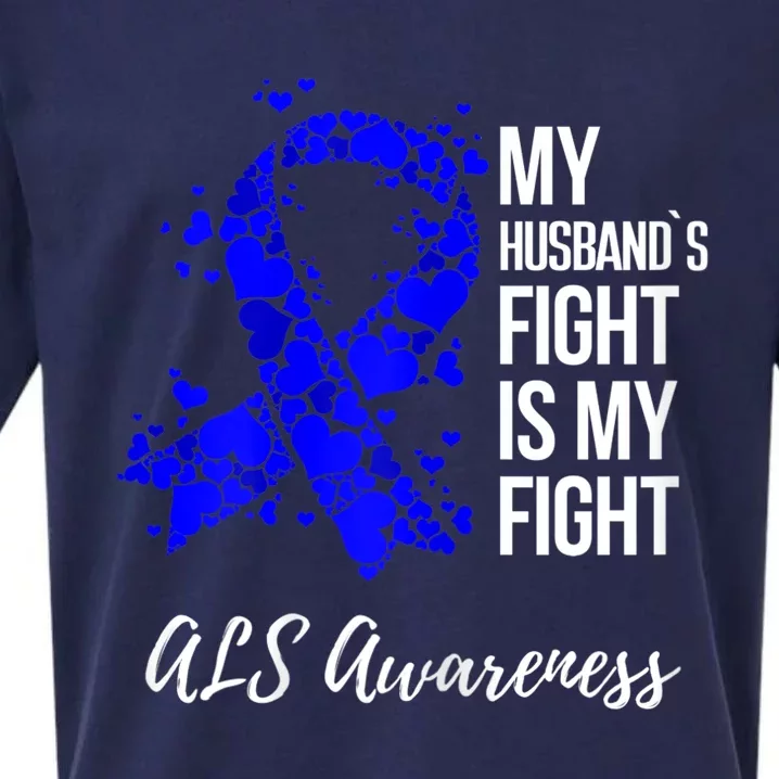 Wo My Husband’s Fight Is My Fight ALS Awareness Sueded Cloud Jersey T-Shirt