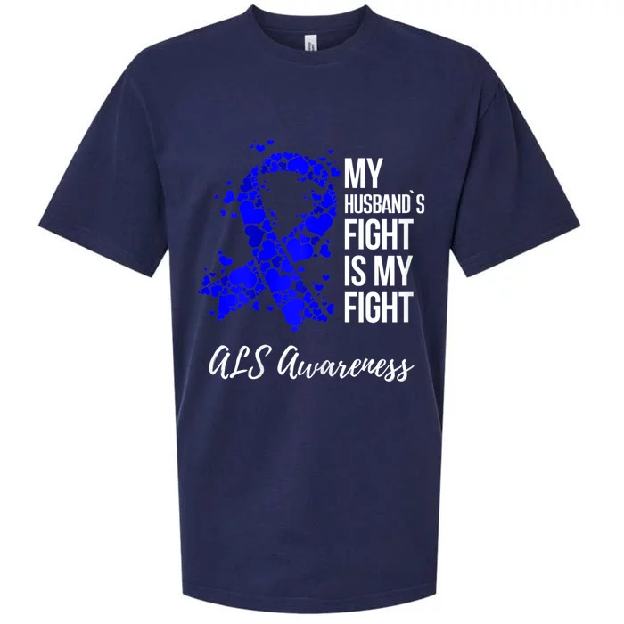 Wo My Husband’s Fight Is My Fight ALS Awareness Sueded Cloud Jersey T-Shirt