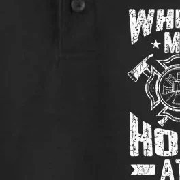 Where My Hose At Funny Fire Firefighter Dry Zone Grid Performance Polo