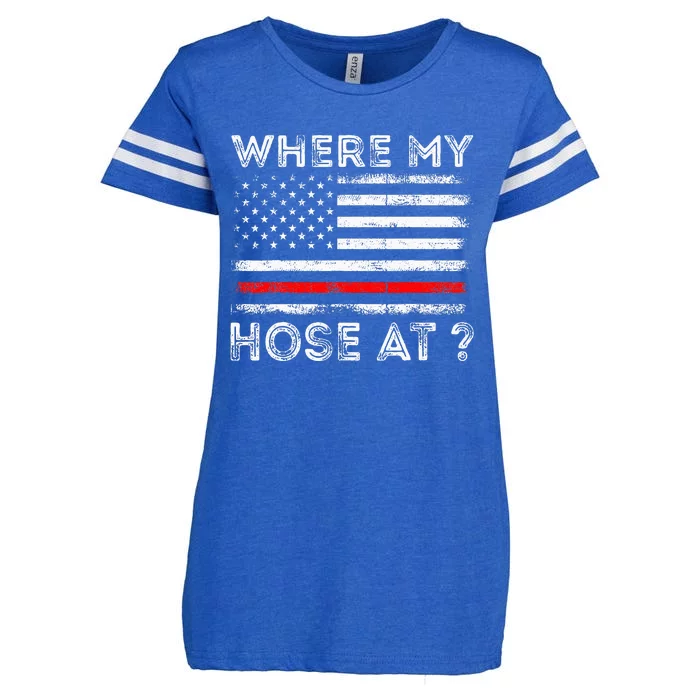 Where My Hose At Firefighter Enza Ladies Jersey Football T-Shirt