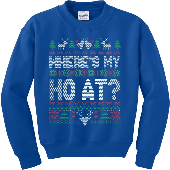 Where My Ho's At Ho Matching Couple Christmas Ugly Sweater Kids Sweatshirt