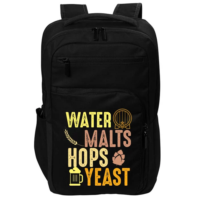 Water Malts Hops Yeast Beer Brewing Ingredients Gift Impact Tech Backpack