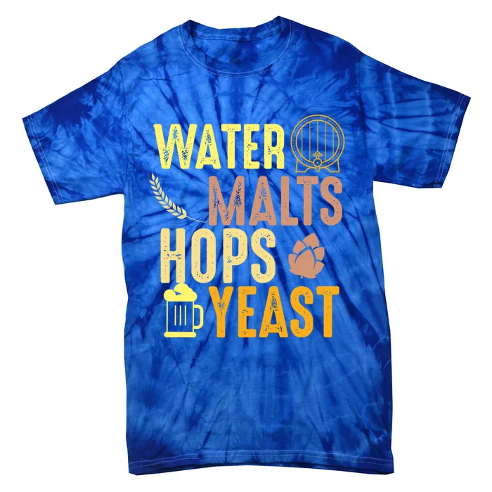 Water Malts Hops Yeast Beer Brewing Ingredients Gift Tie-Dye T-Shirt