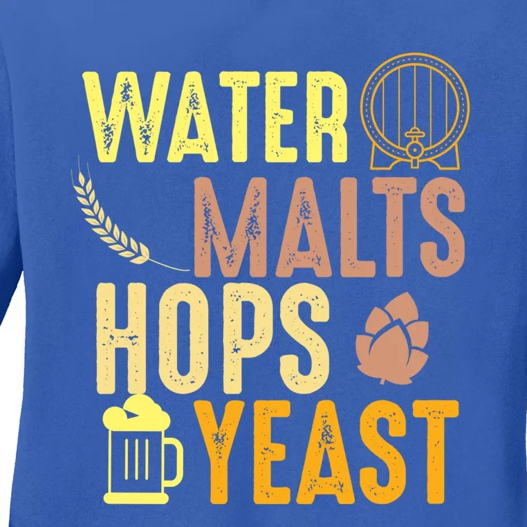 Water Malts Hops Yeast Beer Brewing Ingredients Gift Ladies Long Sleeve Shirt