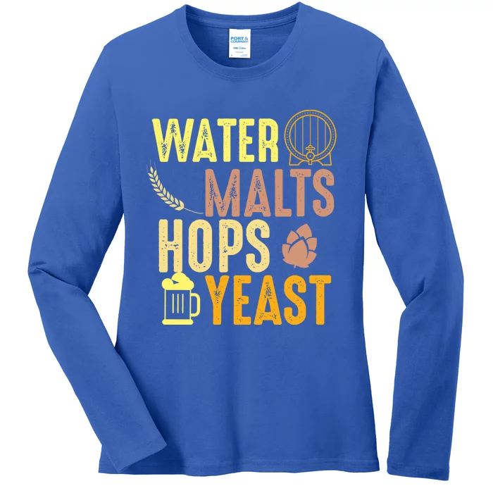 Water Malts Hops Yeast Beer Brewing Ingredients Gift Ladies Long Sleeve Shirt