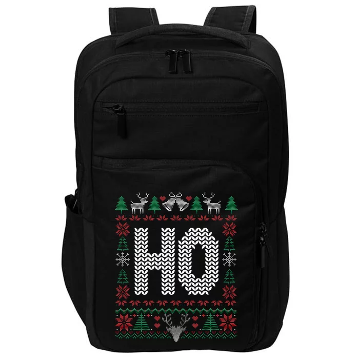 Where My Ho's At Ho Matching Couple Christmas Ugly Sweater Impact Tech Backpack