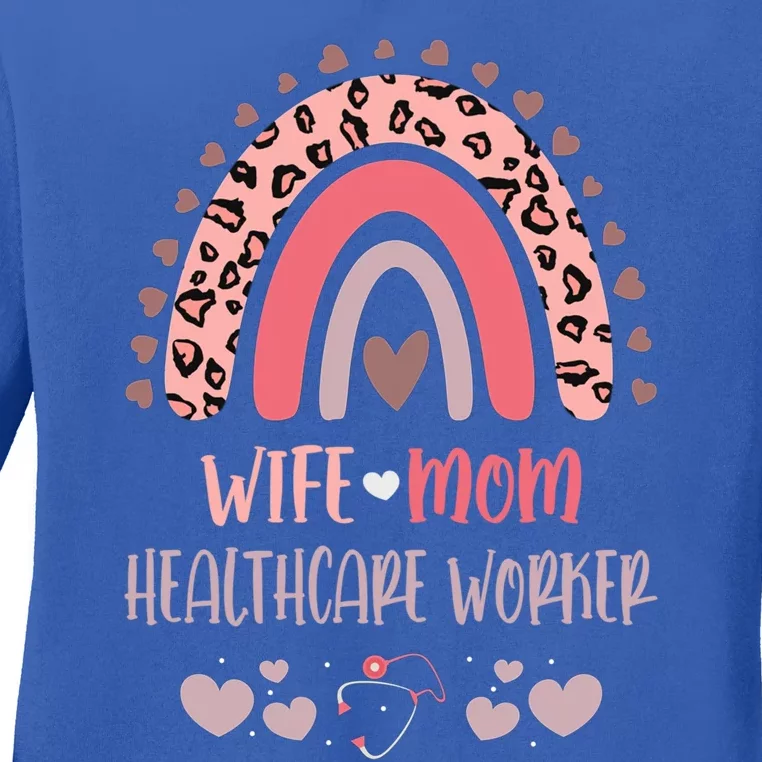 Wife Mom Healthcare Worker Strong As A Mother Nurse Mom Moth Great Gift Ladies Long Sleeve Shirt