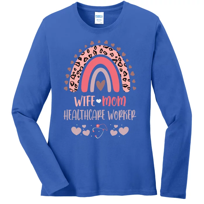 Wife Mom Healthcare Worker Strong As A Mother Nurse Mom Moth Great Gift Ladies Long Sleeve Shirt