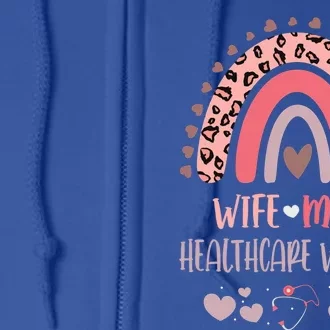 Wife Mom Healthcare Worker Strong As A Mother Nurse Mom Moth Great Gift Full Zip Hoodie