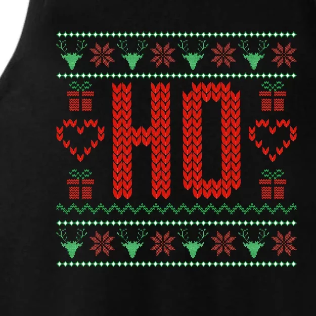 Where My Ho's At Ugly Christmas Sweater Couples Matching Ladies Tri-Blend Wicking Tank