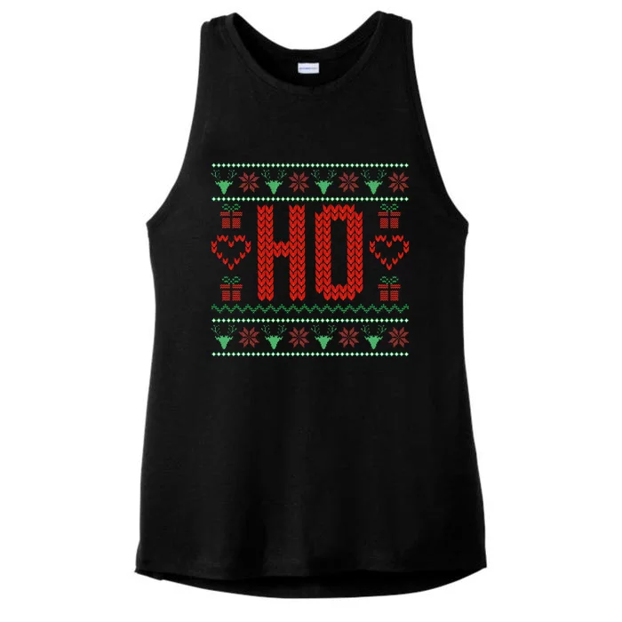 Where My Ho's At Ugly Christmas Sweater Couples Matching Ladies Tri-Blend Wicking Tank