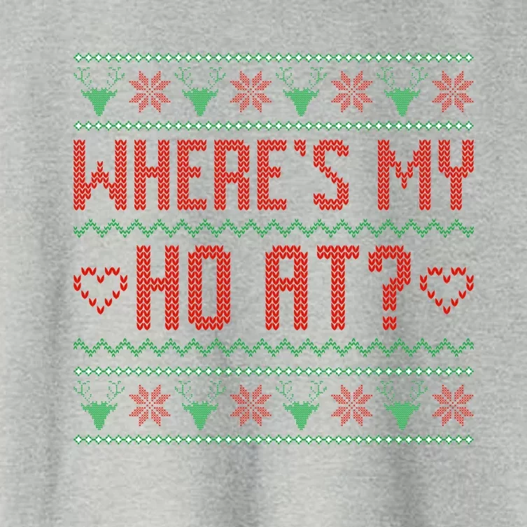 Where My Ho's At Ugly Christmas Sweater Couples Matching Women's Crop Top Tee