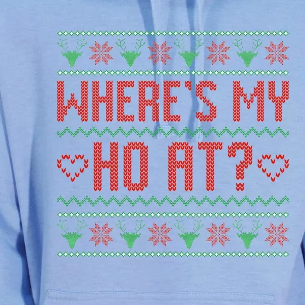 Where My Ho's At Ugly Christmas Sweater Couples Matching Unisex Surf Hoodie