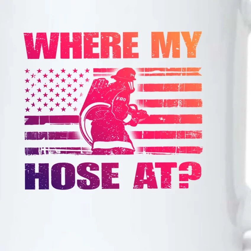 Where My Hose At American Flag Firefighter Thin Red Line Cute Gift Black Color Changing Mug