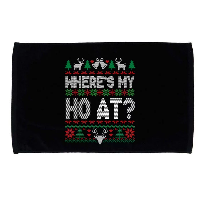 Where My HoS At Ho Matching Couple Christmas Ugly Sweater Cool Gift Microfiber Hand Towel