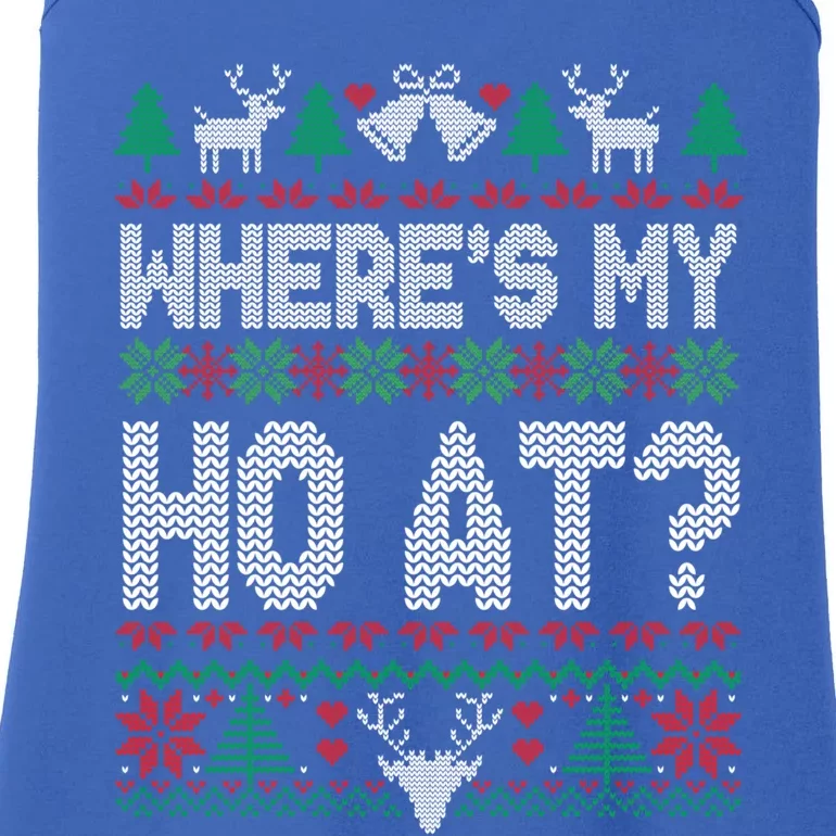 Where My HoS At Ho Matching Couple Christmas Ugly Sweater Cool Gift Ladies Essential Tank