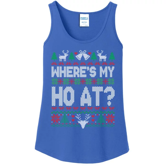 Where My HoS At Ho Matching Couple Christmas Ugly Sweater Cool Gift Ladies Essential Tank