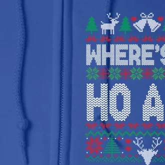 Where My HoS At Ho Matching Couple Christmas Ugly Sweater Cool Gift Full Zip Hoodie