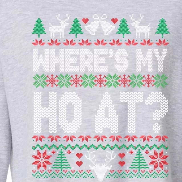 Where My HoS At Ho Matching Couple Christmas Ugly Sweater Cool Gift Cropped Pullover Crew