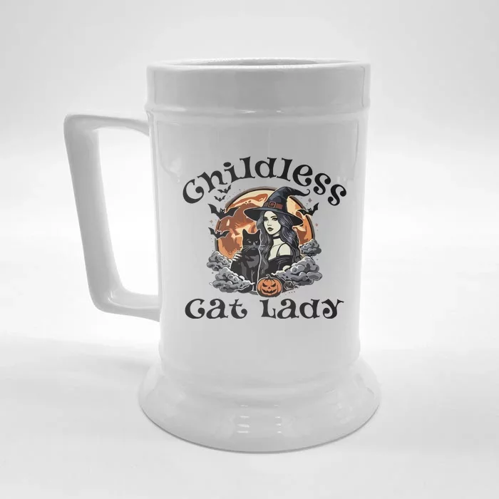 Witchy Meow Halloween Childless Cat Lady Front & Back Beer Stein