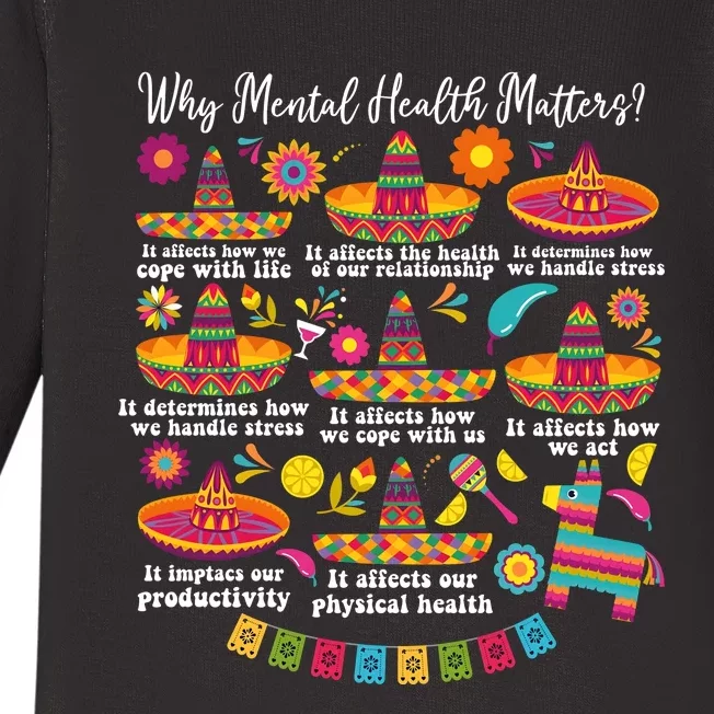 Why Mental Health Matters Cinco De Mayo Day Baby Long Sleeve Bodysuit