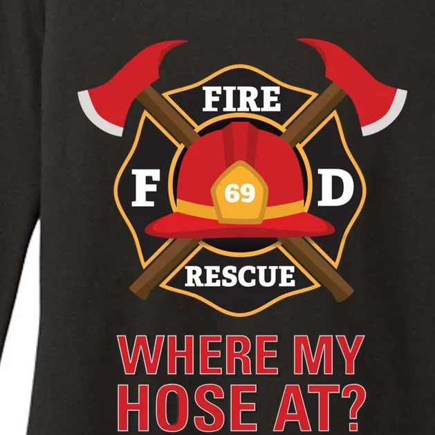 Where My Hose At Funny Firefighter Gift Womens CVC Long Sleeve Shirt