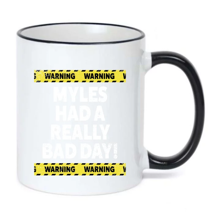 Warning Myles Had A Really Bad Day Mood Grumpy Name Funny Gift Black Color Changing Mug