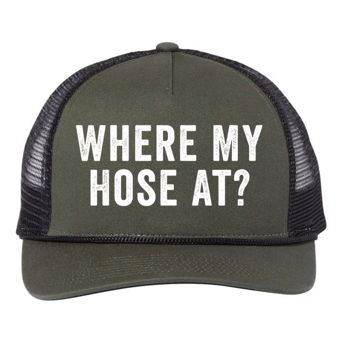 Where My Hose At Gift Retro Rope Trucker Hat Cap