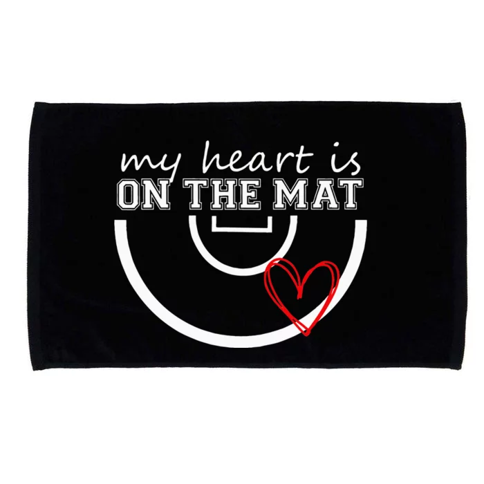 Wrestling My Heart Is On Mat Mom Wrestle Cricut Microfiber Hand Towel