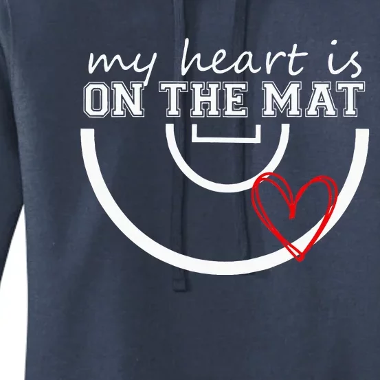 Wrestling My Heart Is On Mat Mom Wrestle Cricut Women's Pullover Hoodie