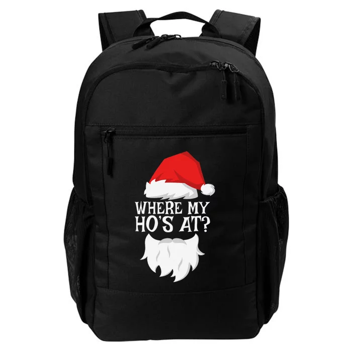 Where My Ho's At  Santa Funny Christmas Daily Commute Backpack