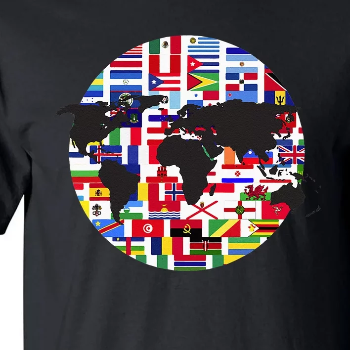 World Map International Country Flags Traveling World Flags Tall T-Shirt