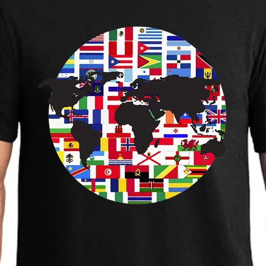 World Map International Country Flags Traveling World Flags Pajama Set