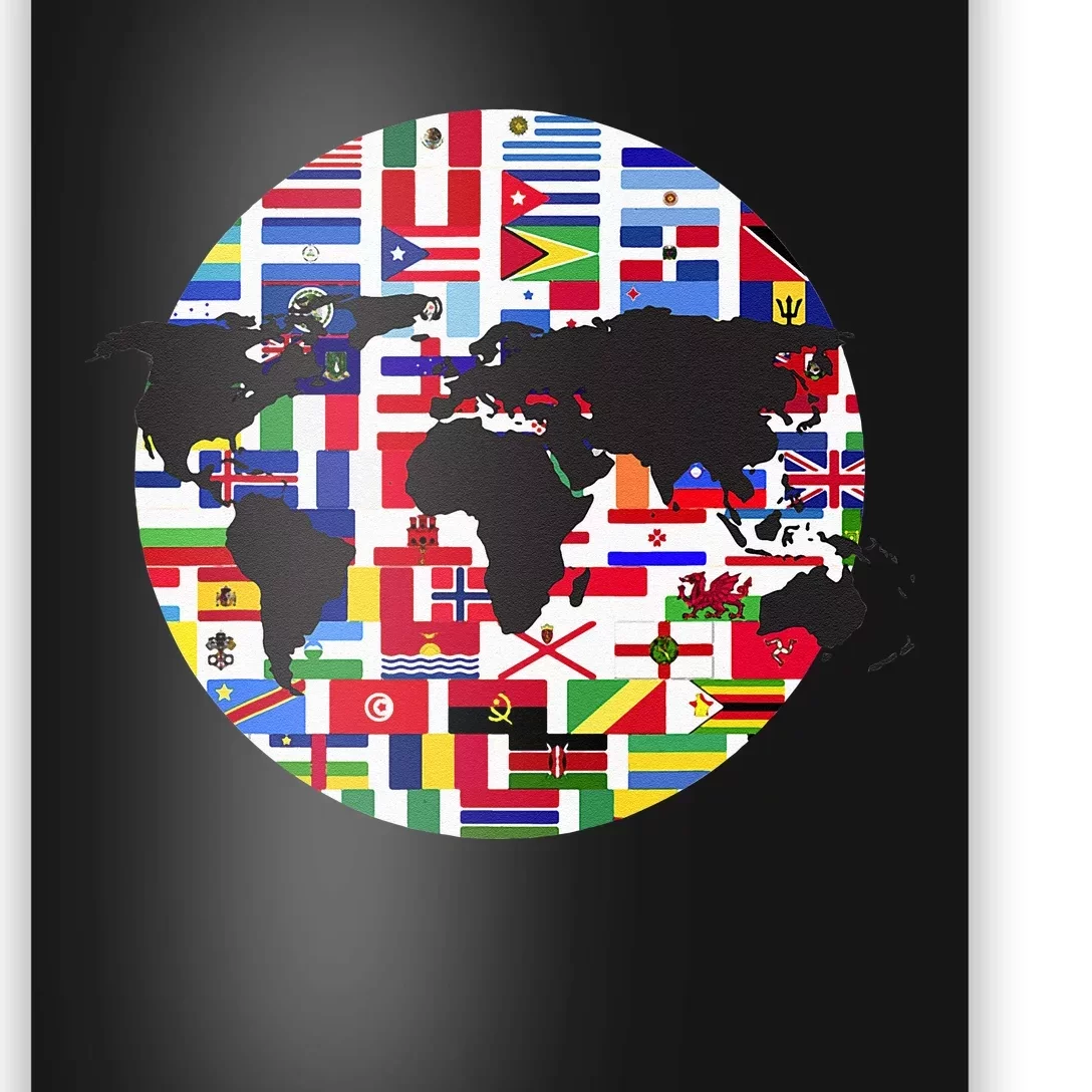 World Map International Country Flags Traveling World Flags Poster