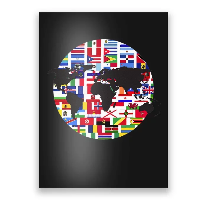 World Map International Country Flags Traveling World Flags Poster