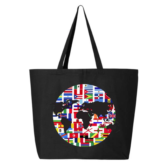 World Map International Country Flags Traveling World Flags 25L Jumbo Tote