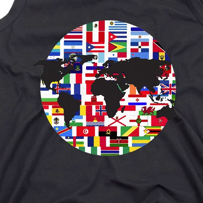 World Map International Country Flags Traveling World Flags Tank Top