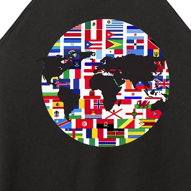 World Map International Country Flags Traveling World Flags Women’s Perfect Tri Rocker Tank