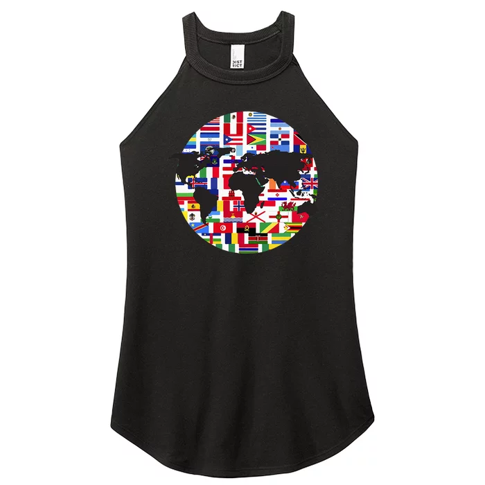 World Map International Country Flags Traveling World Flags Women’s Perfect Tri Rocker Tank