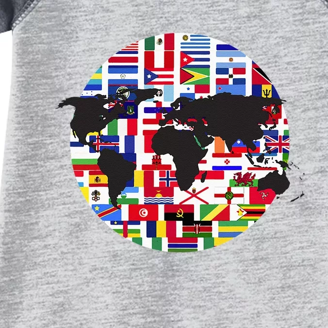 World Map International Country Flags Traveling World Flags Infant Baby Jersey Bodysuit