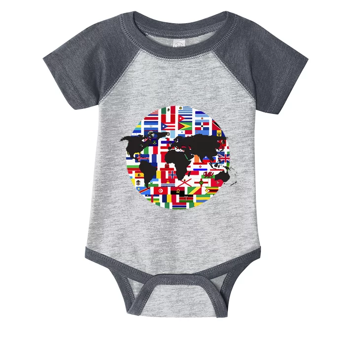 World Map International Country Flags Traveling World Flags Infant Baby Jersey Bodysuit