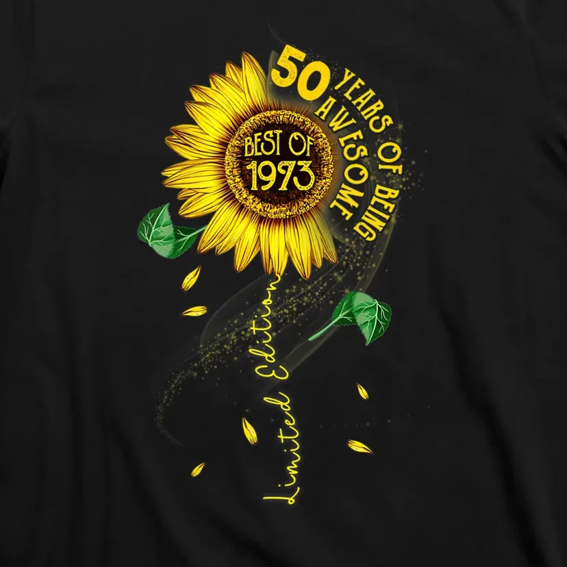 Womens Made In 1973 Sunflower 50th Birthday Gift T-Shirt