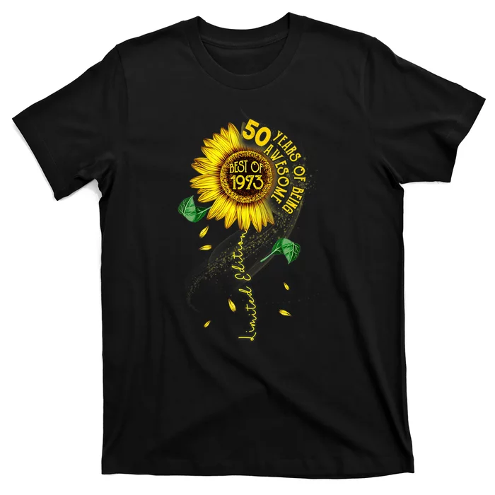 Womens Made In 1973 Sunflower 50th Birthday Gift T-Shirt