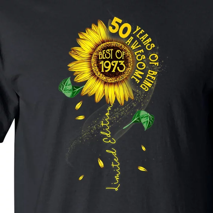 Womens Made In 1973 Sunflower 50th Birthday Gift Tall T-Shirt