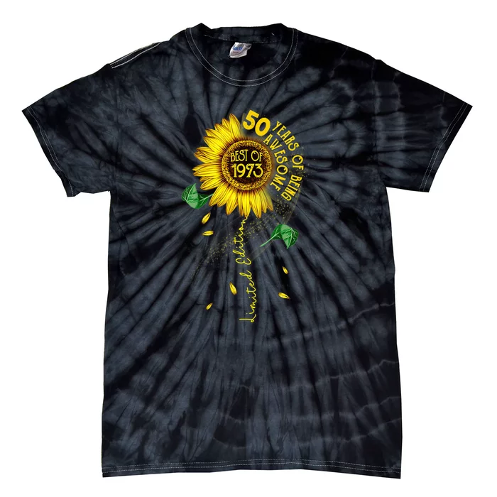 Womens Made In 1973 Sunflower 50th Birthday Gift Tie-Dye T-Shirt