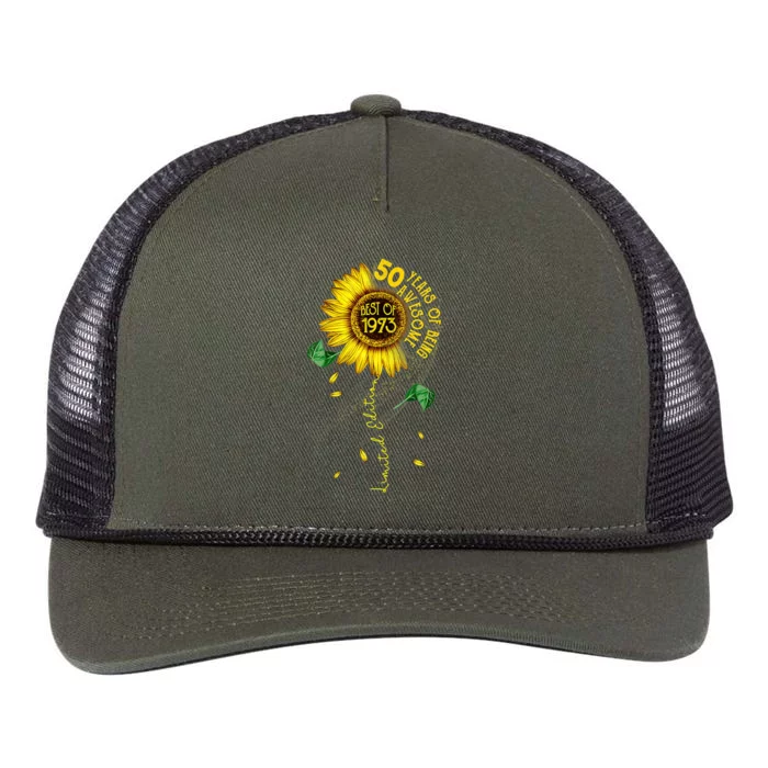 Womens Made In 1973 Sunflower 50th Birthday Gift Retro Rope Trucker Hat Cap