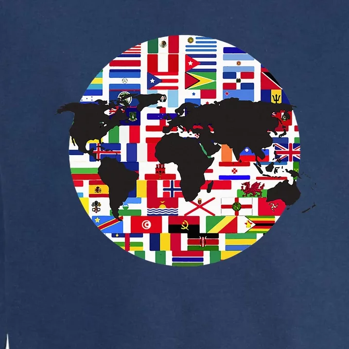 World Map International Country Flags Traveling World Flags Garment-Dyed Sweatshirt