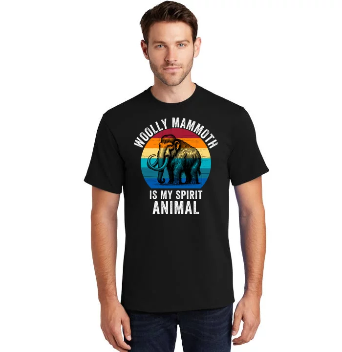 Woolly Mammoth Is My Spirt Animal Vintage Retro Sunset Tall T-Shirt