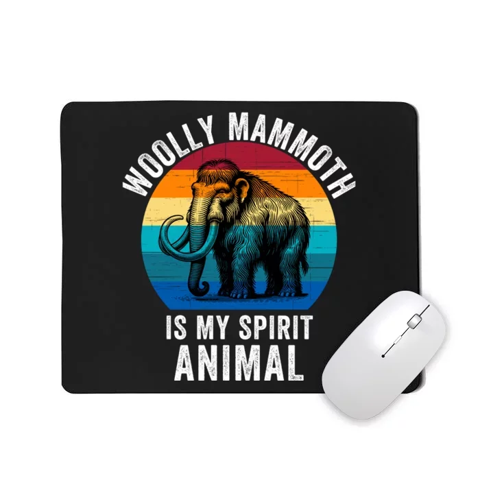 Woolly Mammoth Is My Spirt Animal Vintage Retro Sunset Mousepad